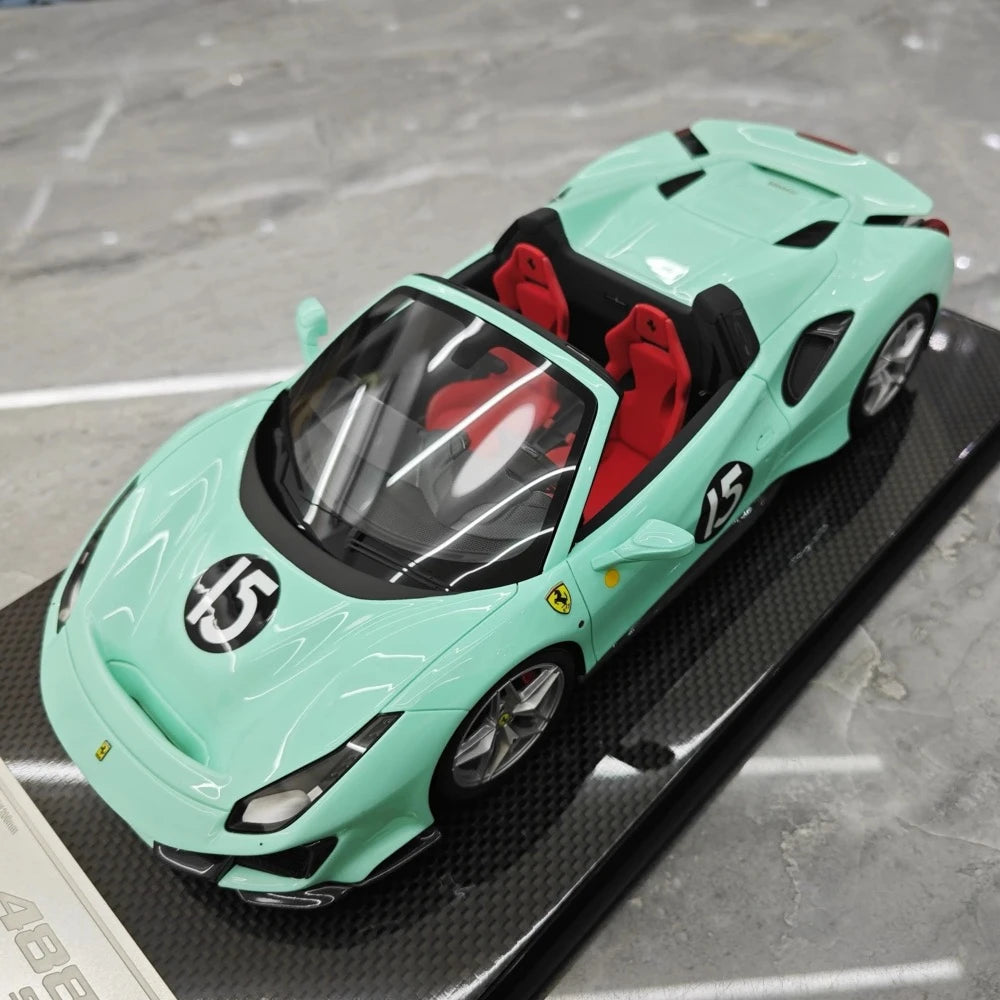 [Dino Model] 1:18 Ferrari 2018 488 Pista Spider Tiffany Blue No.15 Model Car Resin