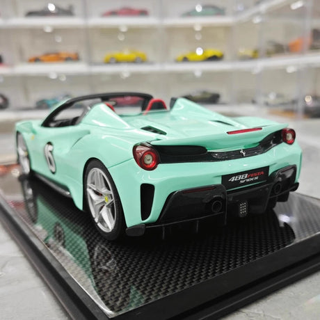 [Dino Model] 1:18 Ferrari 2018 488 Pista Spider Tiffany blå No.15 modellbil harts