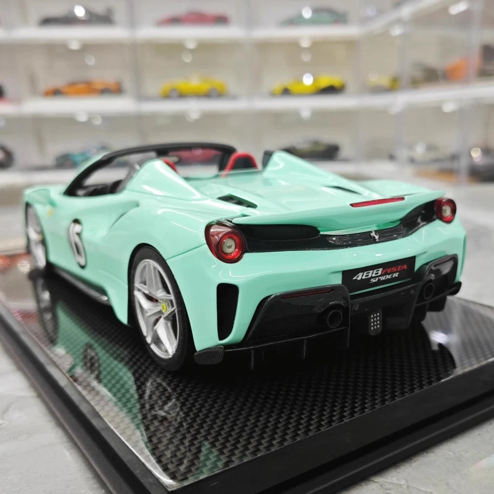 [Dino Model] 1:18 Ferrari 2018 488 Pista Spider Tiffany Blue No.15 Model Car Resin