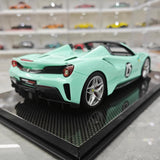 [Dino Model] 1:18 Ferrari 2018 488 Pista Spider Tiffany Blue No.15 Model Car Resin