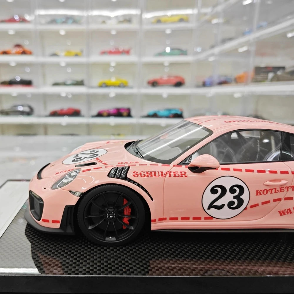 [Dino modello] 1:18 Porsche 2018 911 GT2 RS Weissach confezione rosa Pig modellino di auto resina