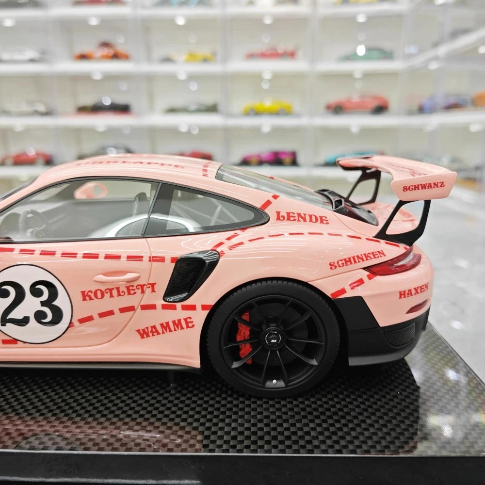 [Dino modello] 1:18 Porsche 2018 911 GT2 RS Weissach confezione rosa Pig modellino di auto resina