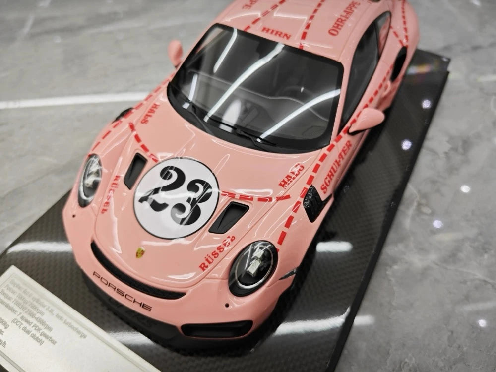 [Dino Model] 1:18 Porsche 2018 911 GT2 RS Weissach Package Pink Pig Model Car Resin