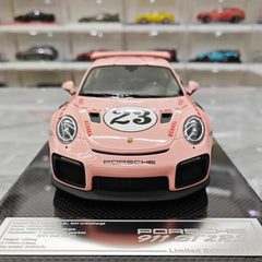 [Dino modello] 1:18 Porsche 2018 911 GT2 RS Weissach confezione rosa Pig modellino di auto resina