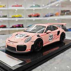 [Dino modello] 1:18 Porsche 2018 911 GT2 RS Weissach confezione rosa Pig modellino di auto resina