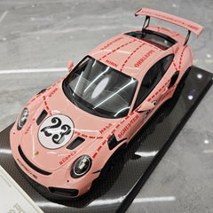 [Dino modello] 1:18 Porsche 2018 911 GT2 RS Weissach confezione rosa Pig modellino di auto resina