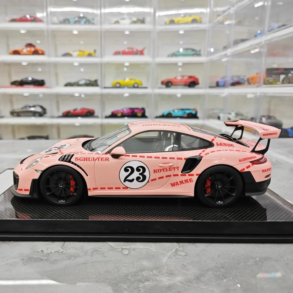 [Dino Model] 1:18 Porsche 2018 911 GT2 RS Weissach Package Pink Pig Model Car Resin