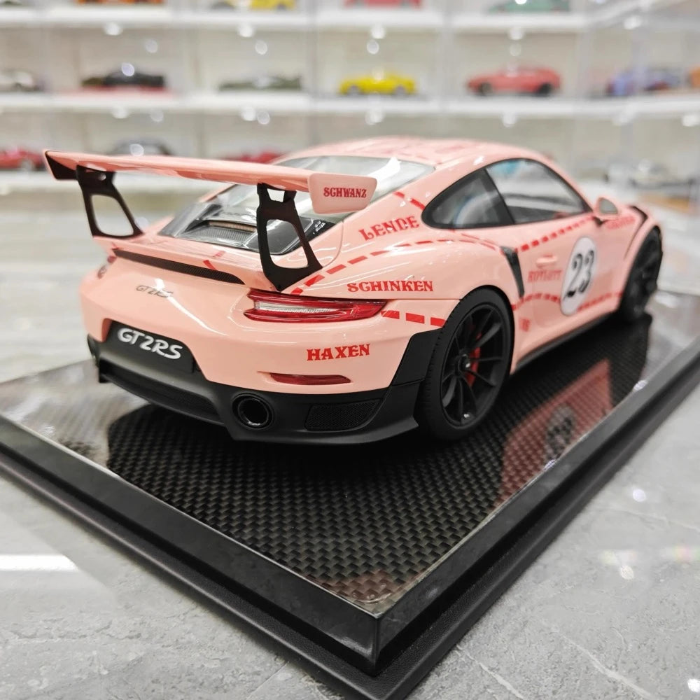 [Dino modello] 1:18 Porsche 2018 911 GT2 RS Weissach confezione rosa Pig modellino di auto resina