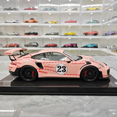 [Dino Model] 1:18 Porsche 2018 911 GT2 RS Weissach Package Pink Pig Model Car Resin