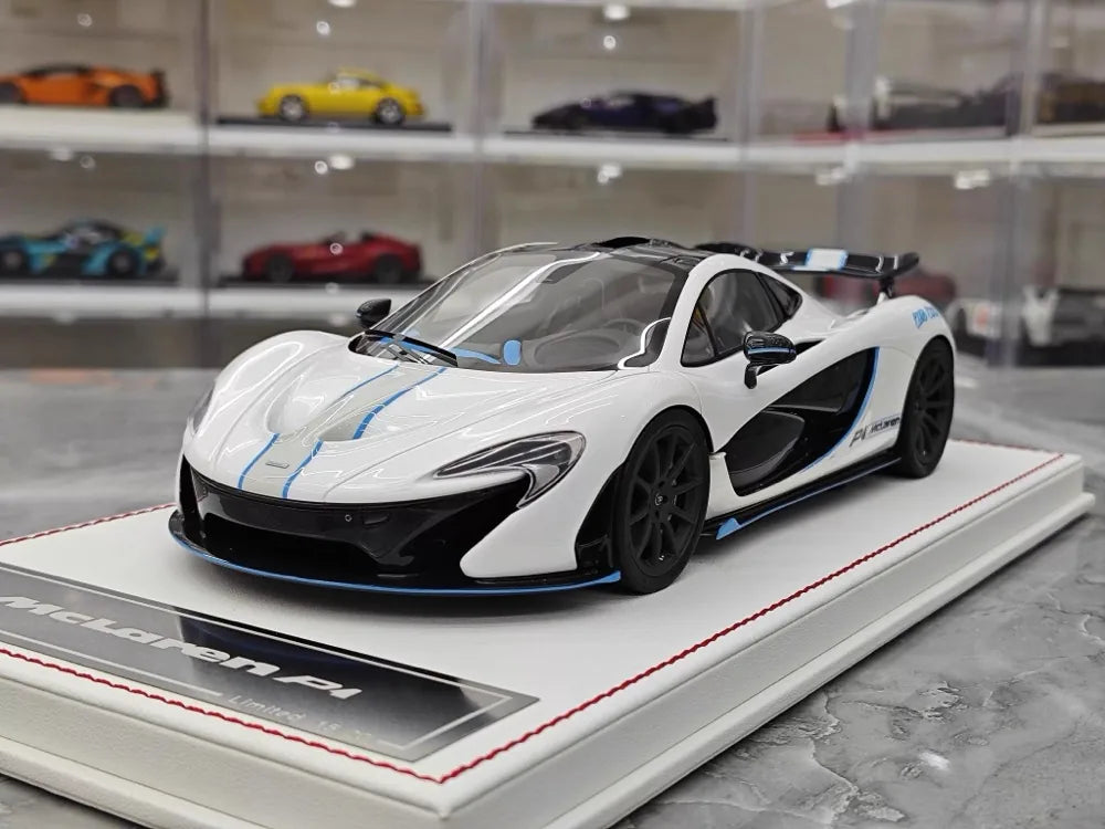 [Dino modello] 1:18 McLaren 2013 P1 bianco & blu modellino di auto resina