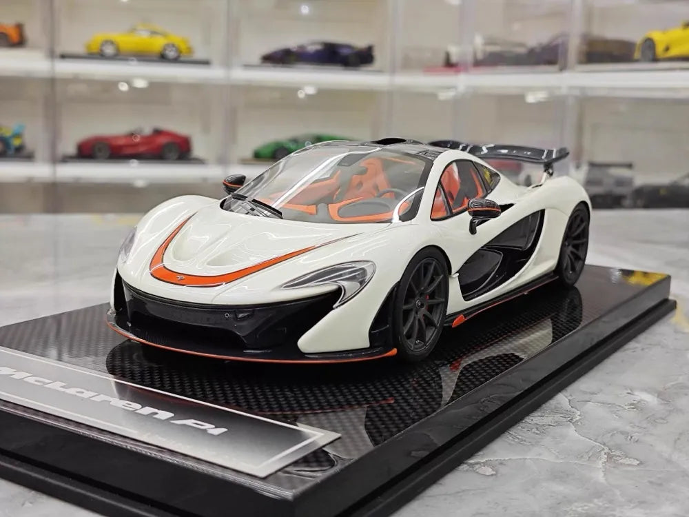 [Dino modello] 1:18 McLaren 2013 P1 bianco & arancione modellino di auto resina