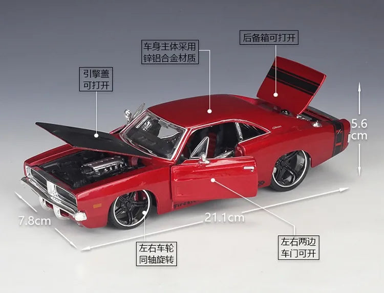 1:24 Dodge 1969 Charger R/T Modified Mod Die Cast Model Car