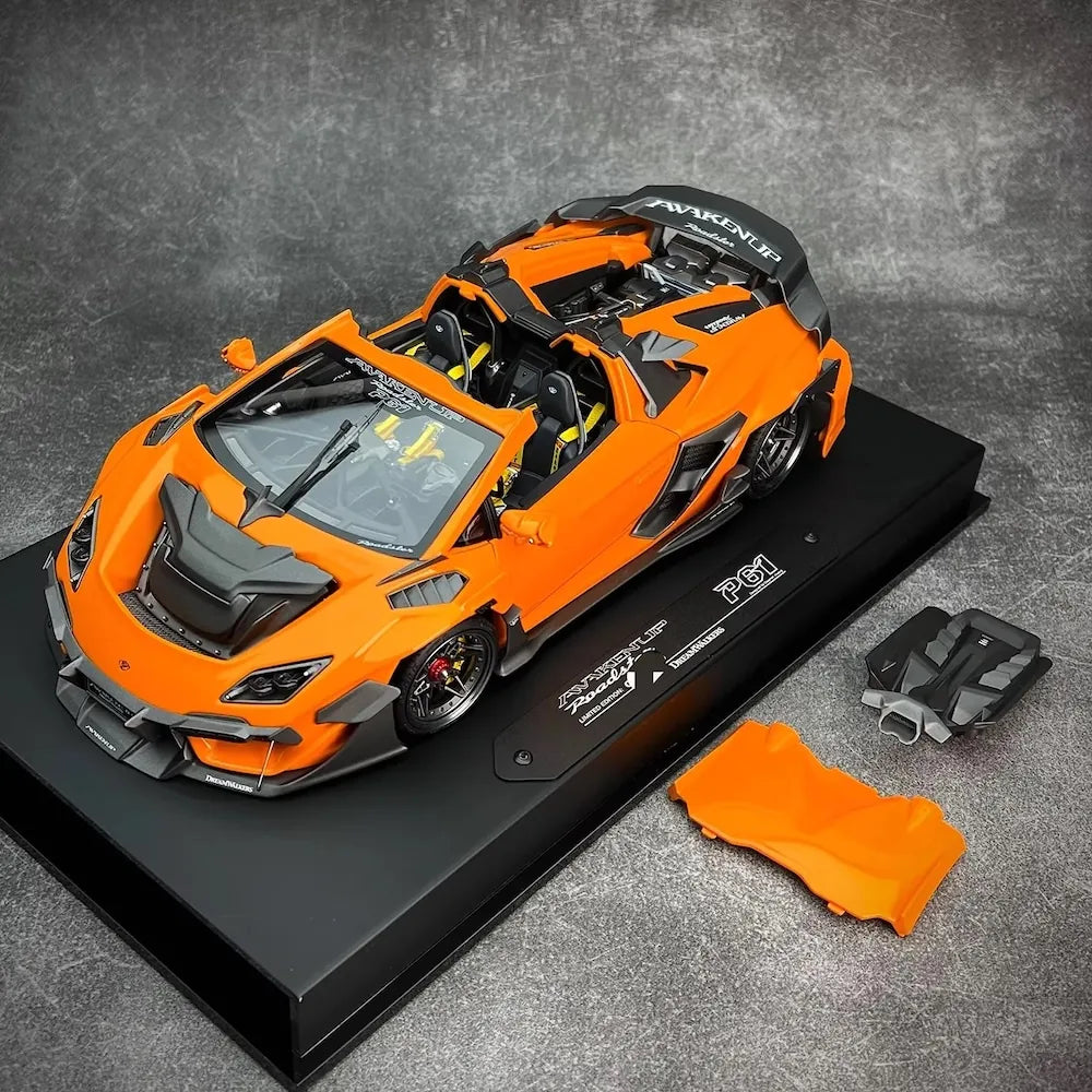[DreamWalkers] 1:18 Lamborghini 2020 Huracan P61 Roadster Glossy Orange Model Car Resin