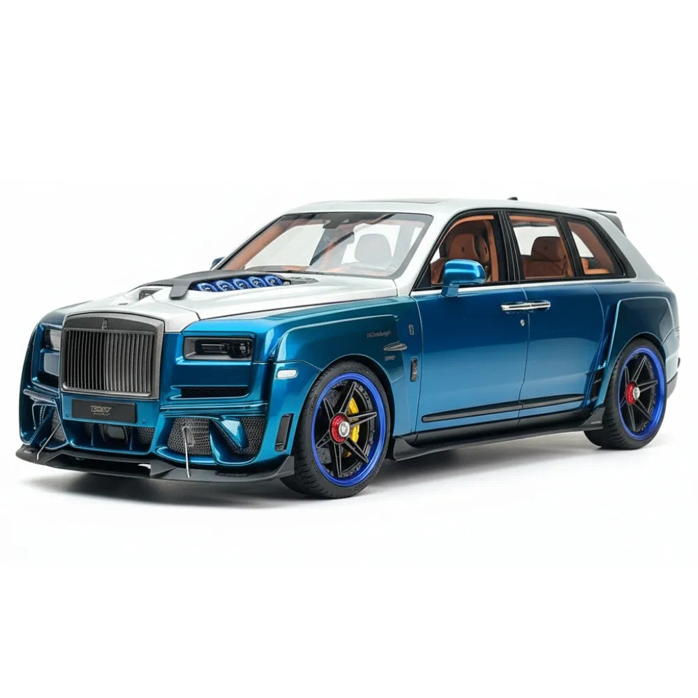 [DreamWalkers] 1:18 Rolls-Royce 2018 Cullinan Widebody Glossy Blue & Silver Model Car Resin
