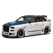 DreamWalkers Rolls-Royce 2018 Cullinan Widebody Glossy prateado e azul 1:18 – modelo de coleção em resina