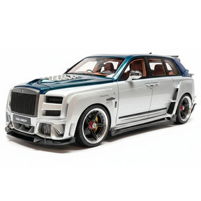 [DreamWalkers] 1:18 Rolls-Royce 2018 Cullinan Widebody Glossy Silver & Blue Model Car Resin