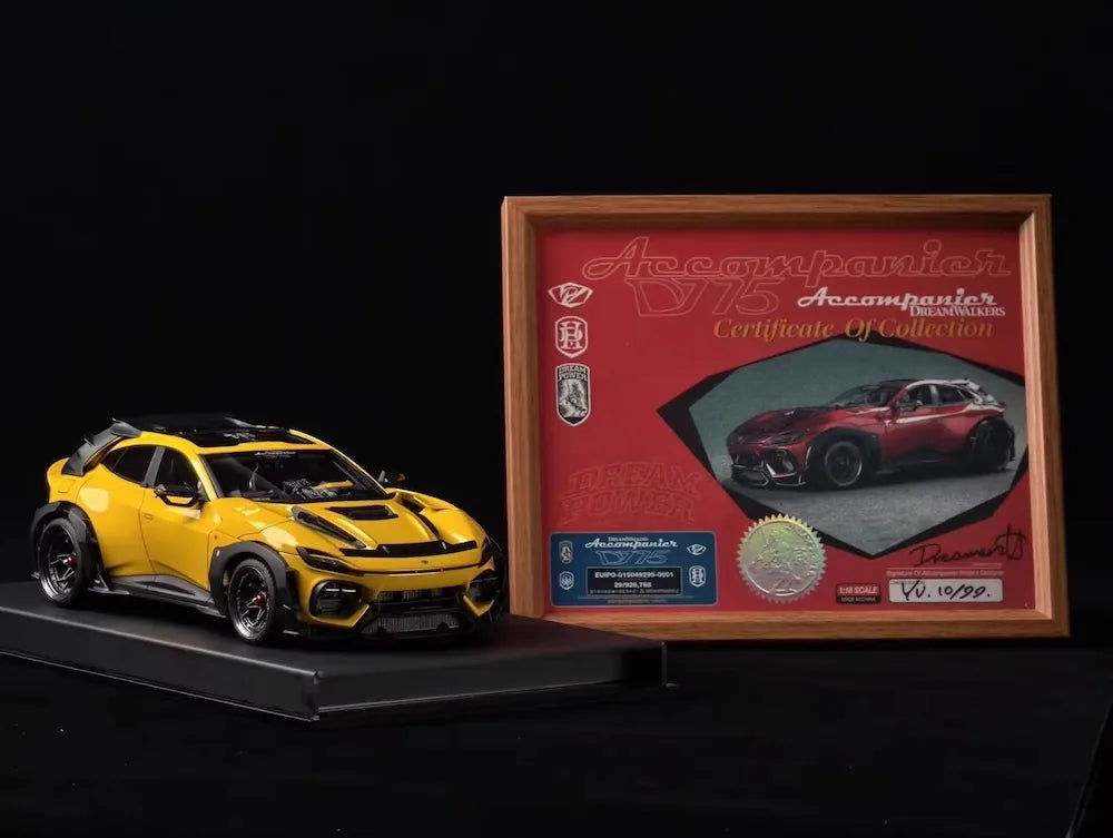 [DreamWalkers] 1:18 Ferrari 2024 Purosangue Mansory グロスy イエロー モデルカー レジン