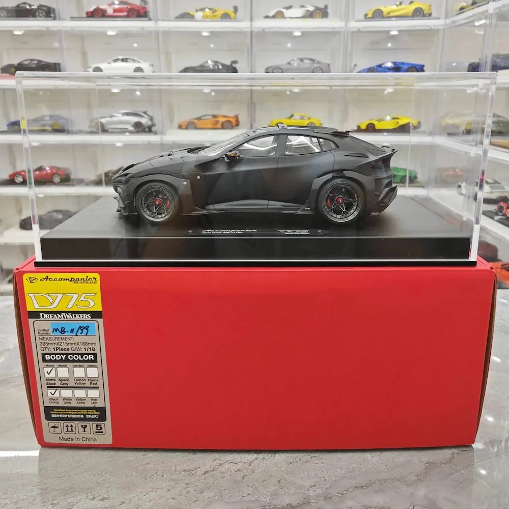 [DreamWalkers] 1:18 Ferrari 2024 Purosangue Mansory opaco nero modellino di auto resina