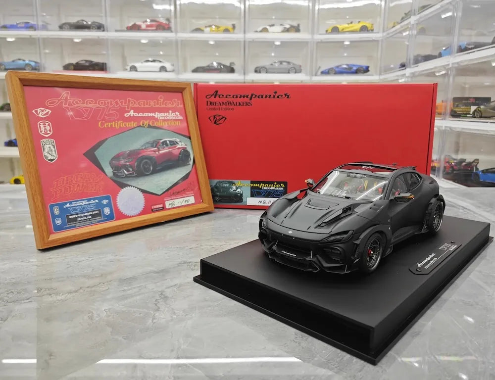 [DreamWalkers] 1:18 Ferrari 2024 Purosangue Mansory opaco nero modellino di auto resina