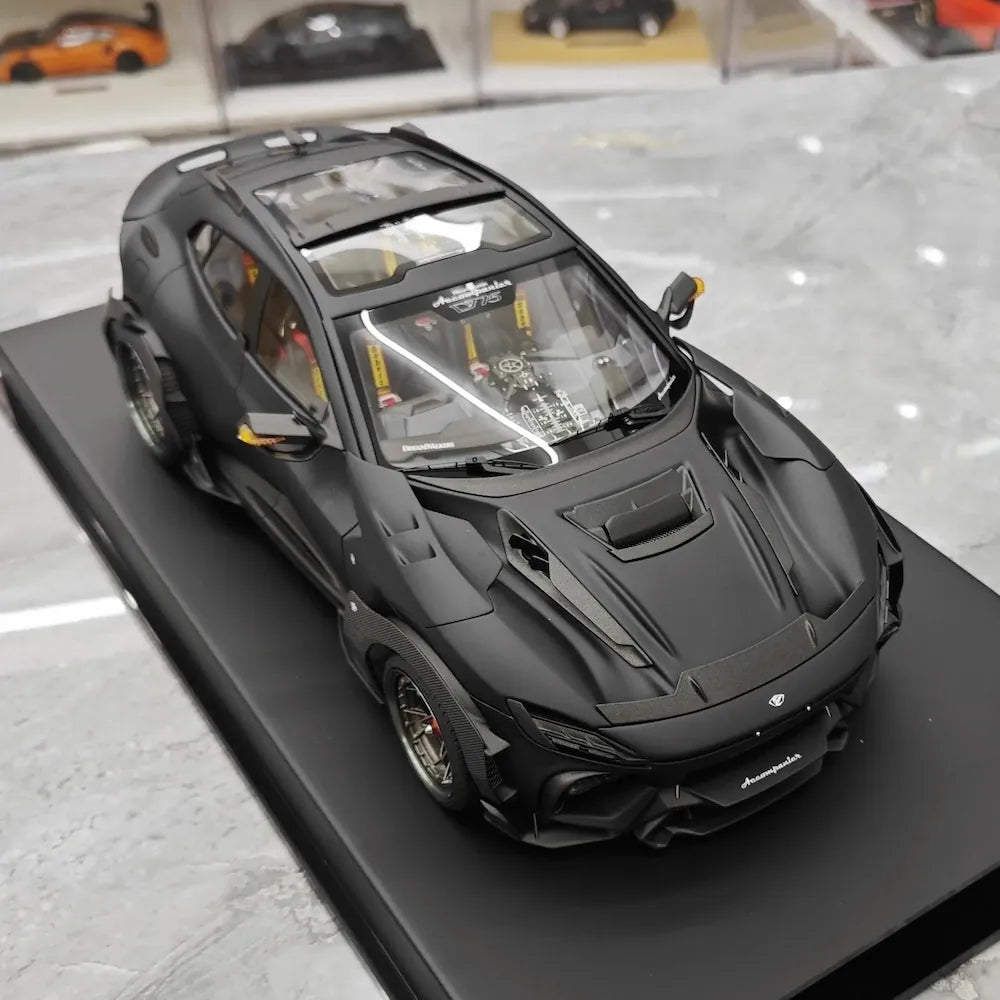 [DreamWalkers] 1:18 Ferrari 2024 Purosangue Mansory opaco nero modellino di auto resina