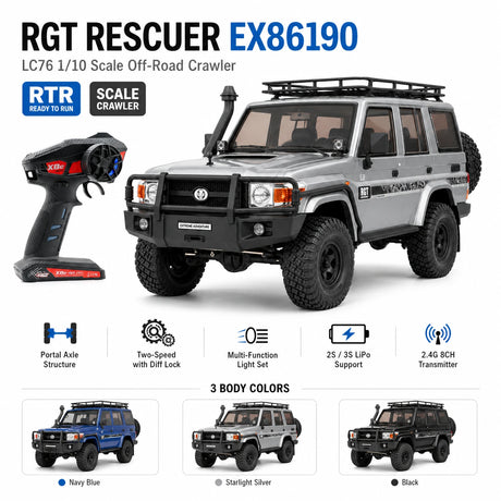 RGT EX86190 منقذ 1:10 Toyota Land Cruiser LC76 RC زاحف تمزق سيارة RC سيارة 4WD RTR RC