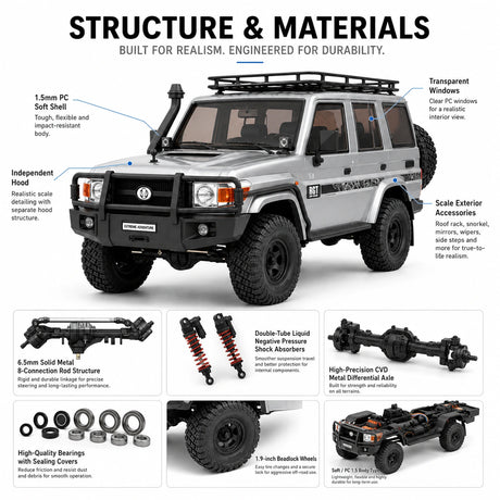 RGT EX86190 منقذ 1:10 Toyota Land Cruiser LC76 RC زاحف تمزق سيارة RC سيارة 4WD RTR RC