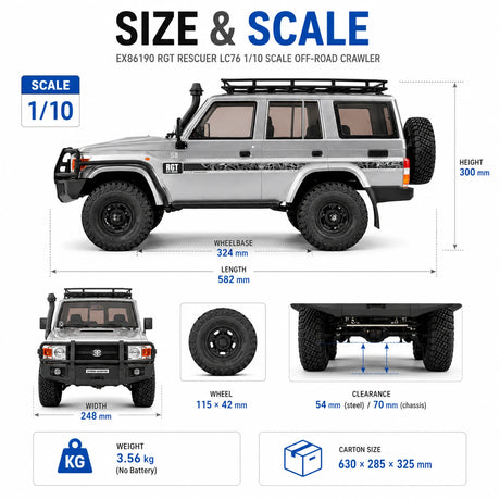 RGT EX86190 منقذ 1:10 Toyota Land Cruiser LC76 RC زاحف تمزق سيارة RC سيارة 4WD RTR RC