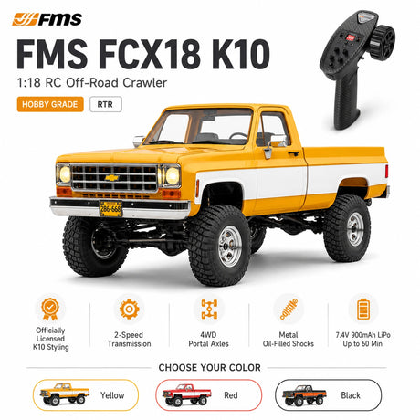 FMS FCX18 1:18 Chevrolet K10 RC Crawler Brushed 4WD RTR سيارة تحكم عن بعد