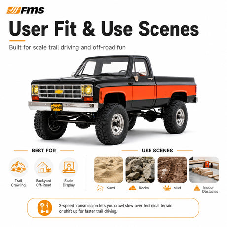 FMS FCX18 1:18 Chevrolet K10 RC Crawler Brushed 4WD RTR سيارة تحكم عن بعد