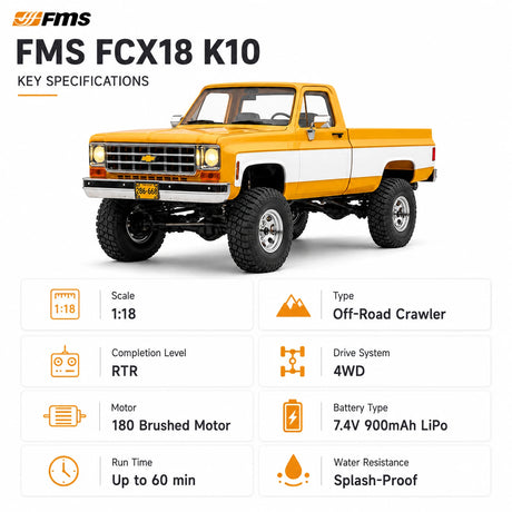 FMS FCX18 1:18 Chevrolet K10 RC Crawler Brushed 4WD RTR سيارة تحكم عن بعد