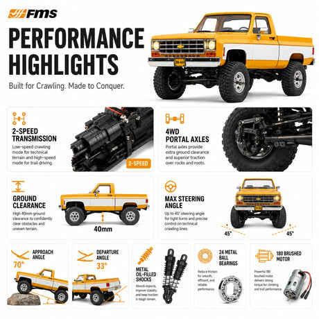 FMS FCX18 1:18 Chevrolet K10 RC Crawler Brushed 4WD RTR سيارة تحكم عن بعد