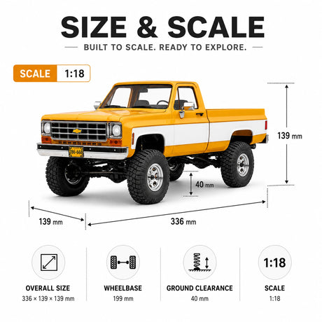 FMS FCX18 1:18 Chevrolet K10 RC Crawler Brushed 4WD RTR سيارة تحكم عن بعد