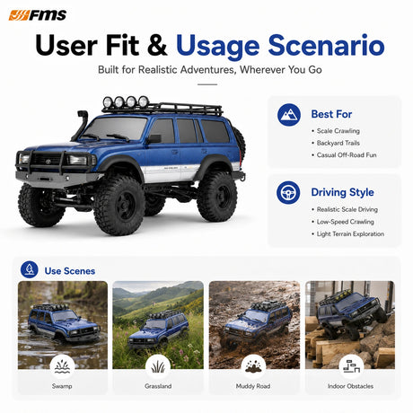 FMS FCX18 1:18 Toyota Land Cruiser LC80 أزرق RC زاحف يلمس سيارة RC سيارة 4WD RTR RC