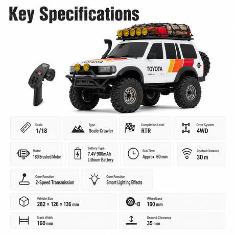 FMS FCX18 1:18 Toyota Land Cruiser LC80 زاحف RC ثلاثي الألوان مفرش 4WD RTR RC سيارة RC السيارة