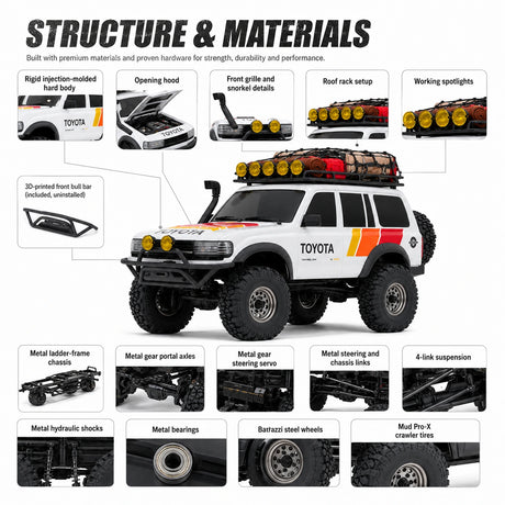 FMS FCX18 1:18 Toyota Land Cruiser LC80 زاحف RC ثلاثي الألوان مفرش 4WD RTR RC سيارة RC السيارة