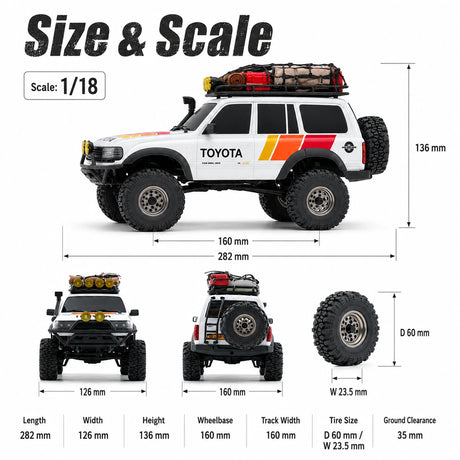 FMS FCX18 1:18 Toyota Land Cruiser LC80 زاحف RC ثلاثي الألوان مفرش 4WD RTR RC سيارة RC السيارة