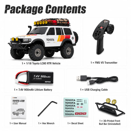 FMS FCX18 1:18 Toyota Land Cruiser LC80 زاحف RC ثلاثي الألوان مفرش 4WD RTR RC سيارة RC السيارة
