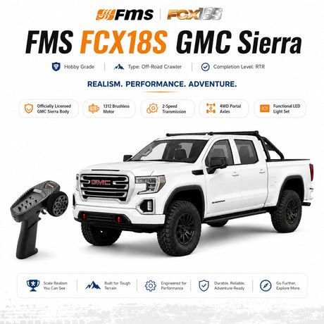FMS FCX18S 1:18 GMC Sierra S RC Crawler Brushless 4WD RTR سيارة تحكم عن بعد