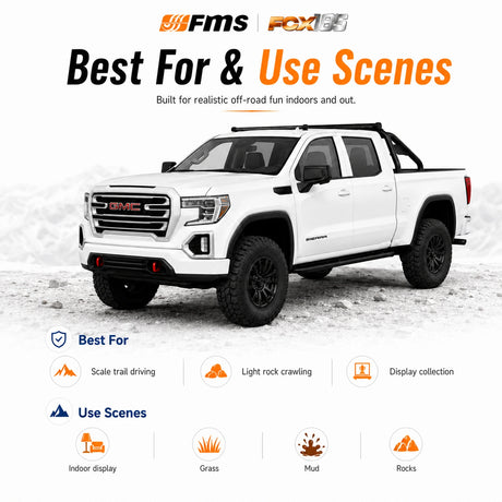 FMS FCX18S 1:18 GMC Sierra S RC Crawler Brushless 4WD RTR سيارة تحكم عن بعد