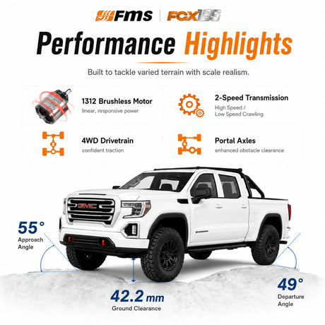 FMS FCX18S 1:18 GMC Sierra S RC Crawler Brushless 4WD RTR سيارة تحكم عن بعد
