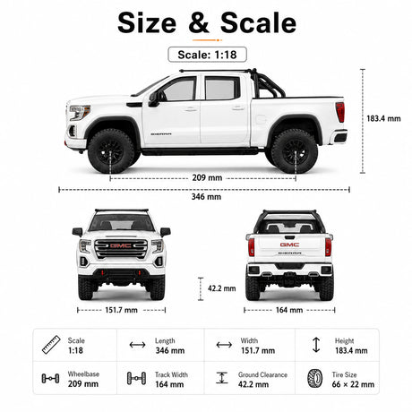 FMS FCX18S 1:18 GMC Sierra S RC Crawler Brushless 4WD RTR سيارة تحكم عن بعد