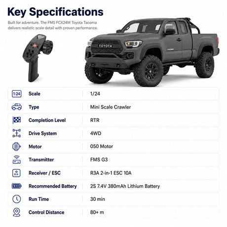 FMS FCX24M 1:24 Toyota تاكوما RC زاحف 4WD RTR RC سيارة RC سيارة