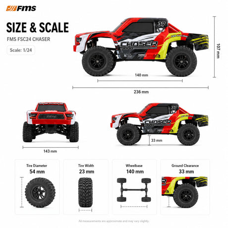FMS FSC24 مطاردة 1:24 RC شاحنة قصيرة المسار اصطدمت بسيارة RC سيارة 4WD RTR RC