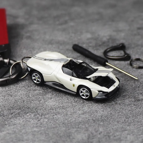 Ferrari Daytona SP3 White Keychain 1:64 Model Car Keychain
