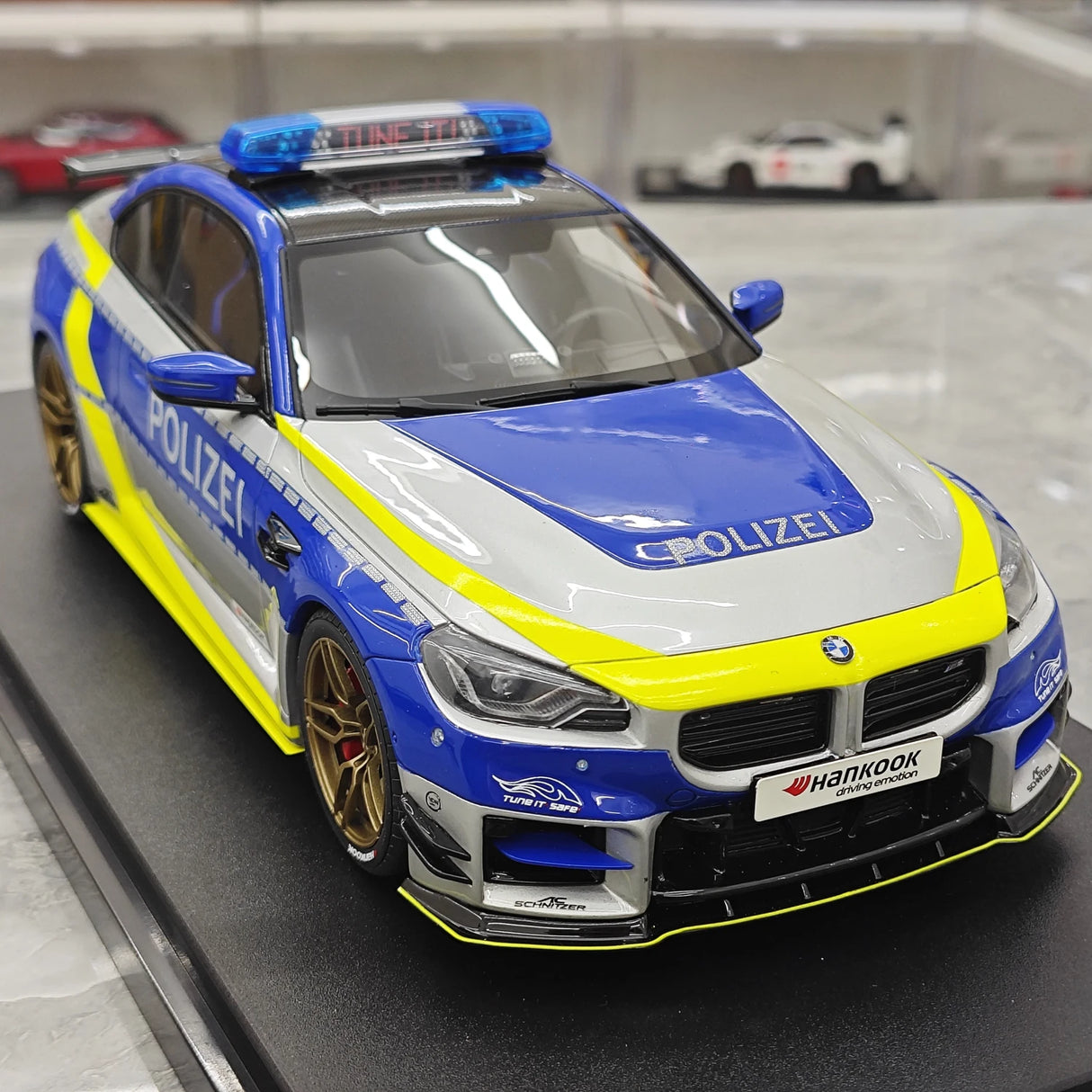 GT Spirit BMW 2024 M2 AC Schnitzer ACS2 Sport Polizei Gray and Blue 1:18 – Collectible Resin Model Resin