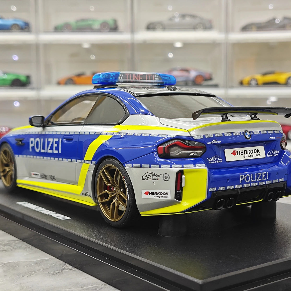 GT Spirit BMW 2024 M2 AC Schnitzer ACS2 Sport Polizei Gray and Blue 1:18 – Collectible Resin Model Resin