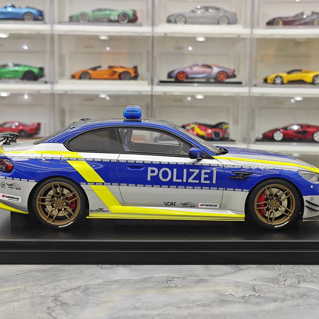 GT Spirit BMW 2024 M2 AC Schnitzer ACS2 Sport Polizei Gray and Blue 1:18 – Collectible Resin Model Resin
