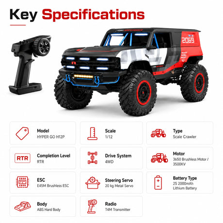 MJX H12P 1:12 سيارة AWD RTR RCRC سيارة فورد برونكو R RC الزاحف بدون فرش