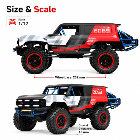 MJX H12P 1:12 سيارة AWD RTR RCRC سيارة فورد برونكو R RC الزاحف بدون فرش