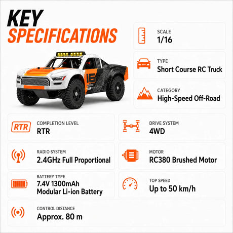 شاحنة 4WD RTR RC سيارة RC سيارة HS16-81 1:16 RC المسار القصير تورنادو